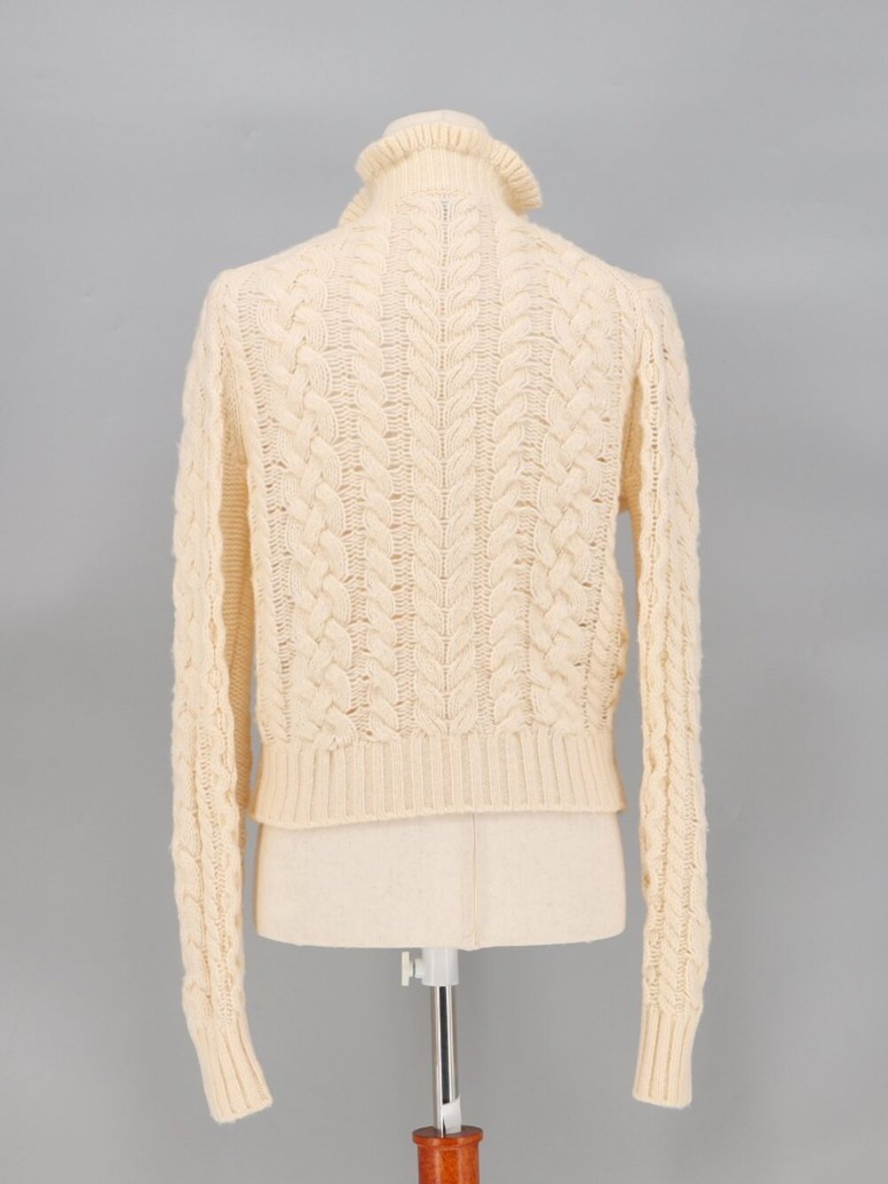 J. CREW Cable-knit Ruffleneck Cardigan Sweater in Butter Cream Size S - Picture 6 of 10